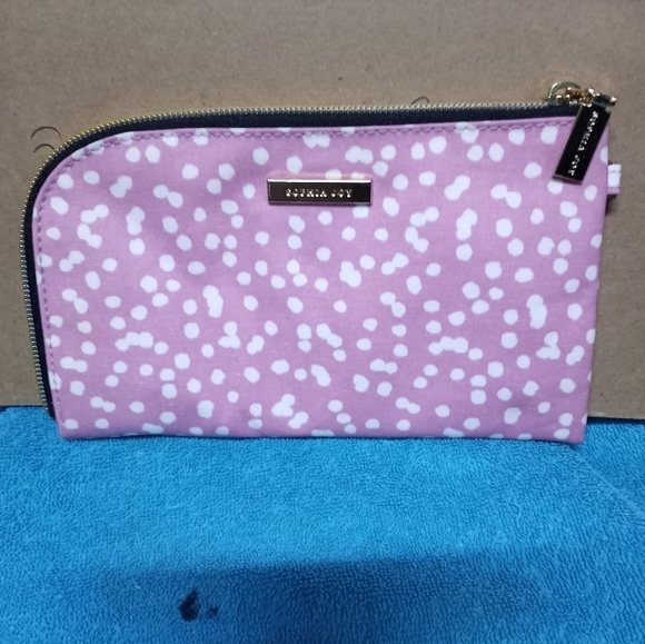 Pink Polka Dot Women's Clutch Makeup Bag Sophia Joy - Picture 1 of 6